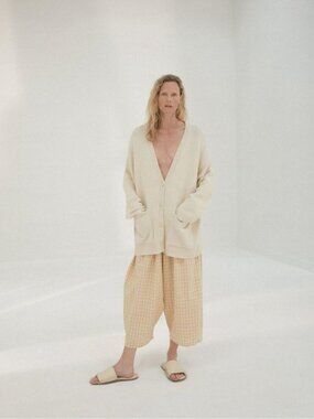 Monica Cordera Chunky Cardigan Natural One Size Oversized